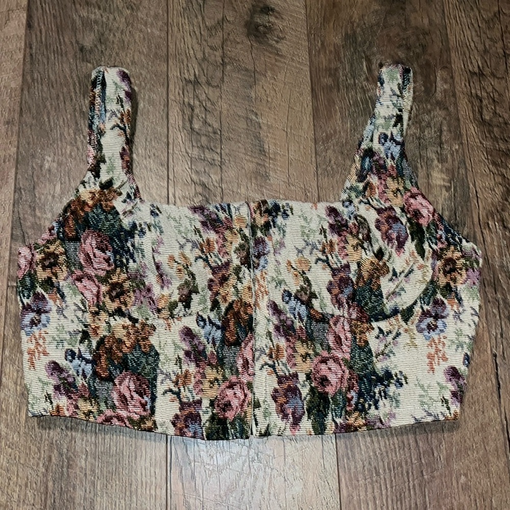 Wild fable cropped corset top floral with thick straps